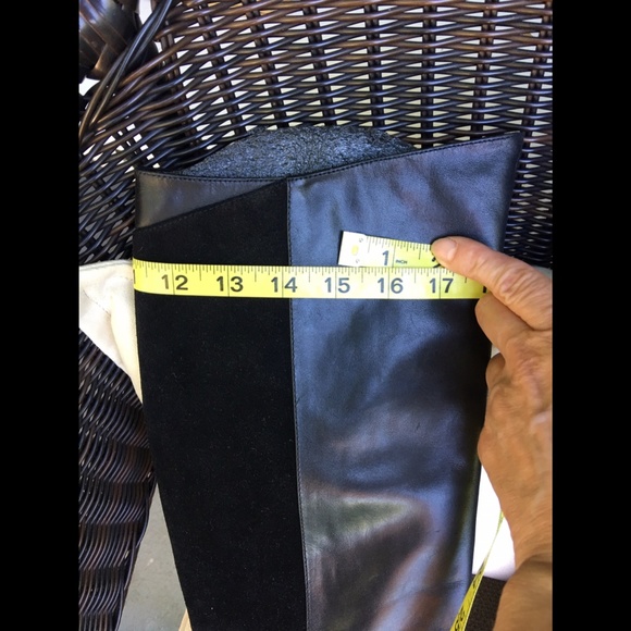 Diesel Knee High Tall Sleek Black Leather & Suede Zip Side Women Boots Sz 39 - Picture 5 of 14